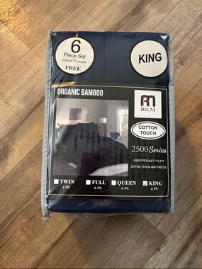 Organic Bamboo Cotton-Touch King Sheet Set in Navy Blue